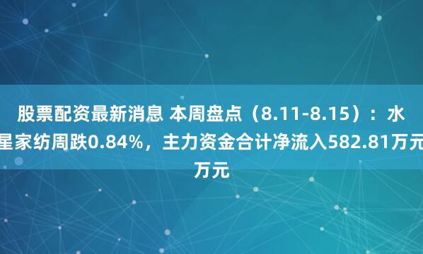 股票配资最新消息 本周盘点（8.11-8.15）：水星家纺周跌0.84%，主力资金合计净流入582.81万元